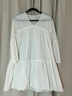 Apiece Apart Cream V-Neck Tiered Babydoll Dress